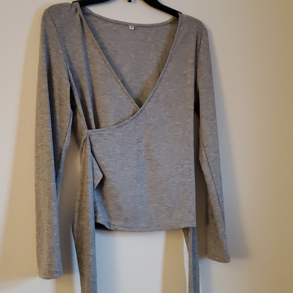 Plunge Wrap Around Long Sleeve